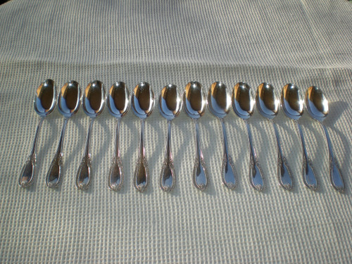 12 lovely mocha spoons in solid silver 800 goldsmith F.LLIA & C.BAGLIANI, Alexandria, Italy