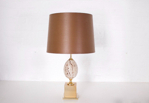 Barber Style Travertine ‘Ostrich Egg’ Lamp