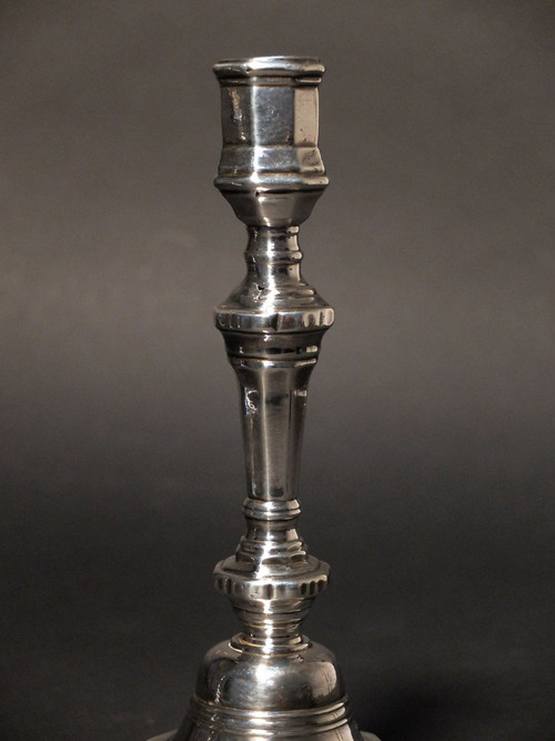 Pair of 18th century candlesticks in silver metal