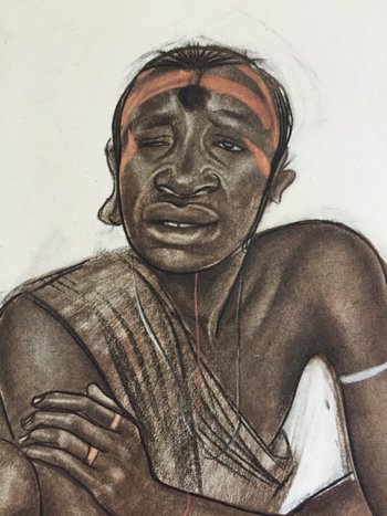 Homme Africain Accroupi. Lithographie d’A. Iacovleff.