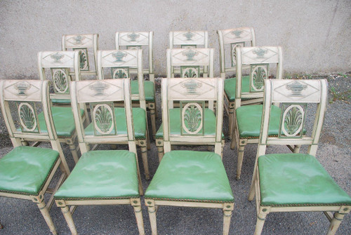 Suite Of 12 Directoire Lacquered Chairs