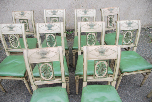 Suite Of 12 Directoire Lacquered Chairs