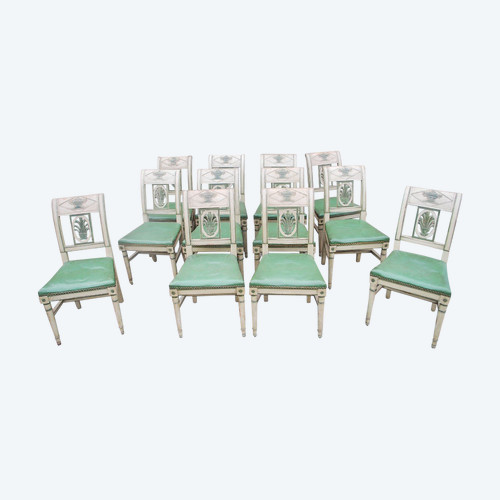 Suite Of 12 Directoire Lacquered Chairs