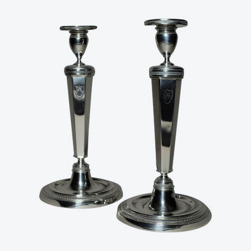 Pair of 19th century candlesticks in sterling silver