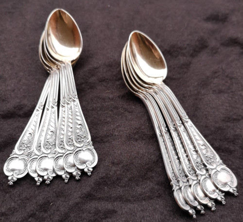 11 delightful espresso/mocha spoons in sterling silver and 925 vermeil