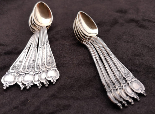 11 delightful espresso/mocha spoons in sterling silver and 925 vermeil