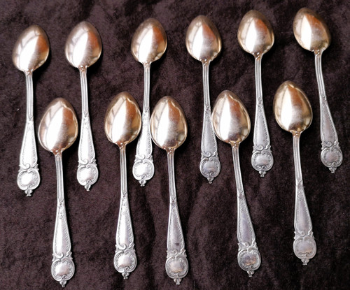 11 delightful espresso/mocha spoons in sterling silver and 925 vermeil