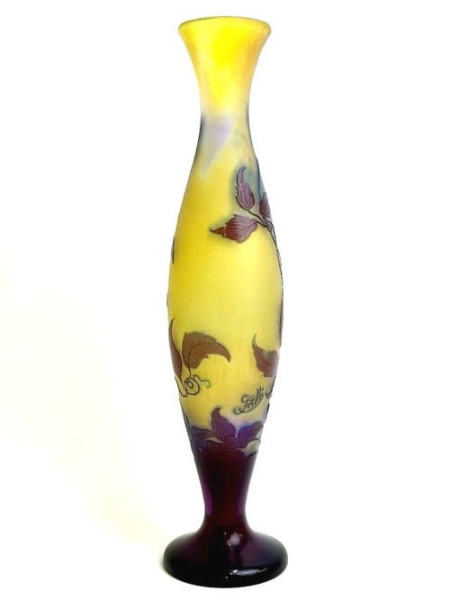 Emile Gallé Vase Art Nouveau  "clématites'