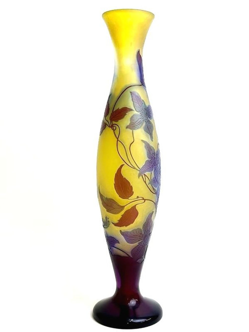 Emile Gallé Vase Art Nouveau  "clématites'