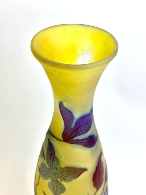 Emile Gallé Vase Art Nouveau  "clématites'