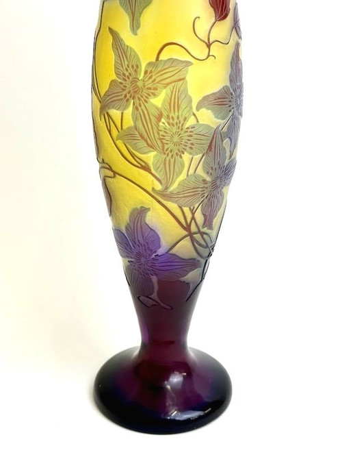 Emile Gallé Vase Art Nouveau  "clématites'