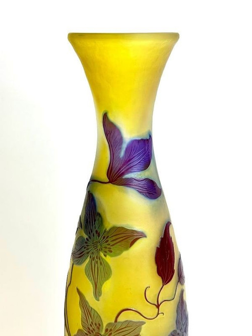 Emile Gallé Vase Art Nouveau  "clématites'