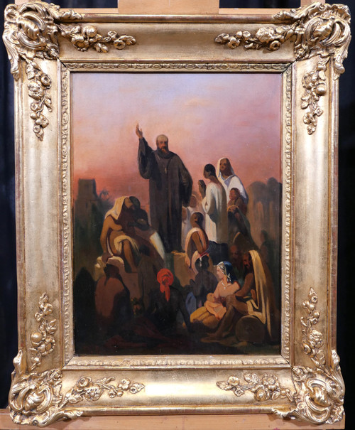 Casimir de Balthasar 1811-1875 Saint Francis Xavier preaching in the Indies (?), painting, circa 1850