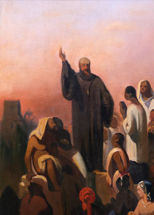 Casimir de Balthasar 1811-1875 Saint Francis Xavier preaching in the Indies (?), painting, circa 1850