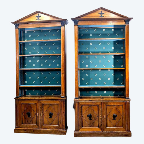 Pair Of Directoire Style Bibus Bookcases In Cherry Wood