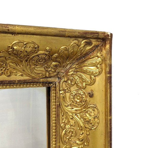 Antique Mirror In Wood And Golden Stucco, Restoration Period.