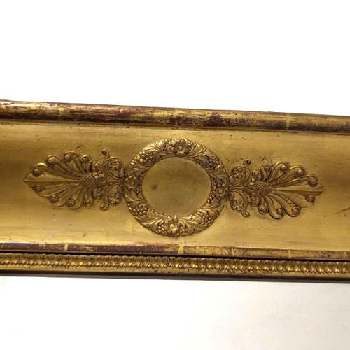 Antique Mirror In Wood And Golden Stucco, Restoration Period.