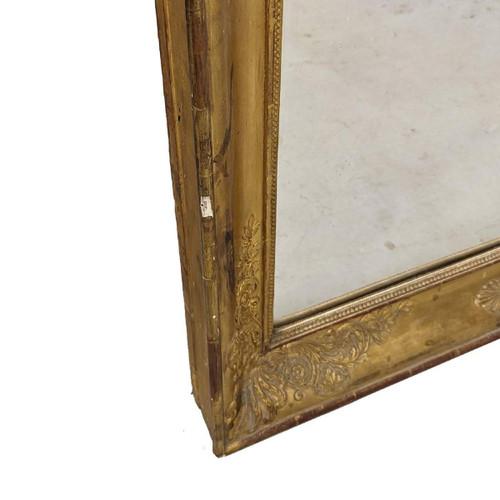 Antique Mirror In Wood And Golden Stucco, Restoration Period.