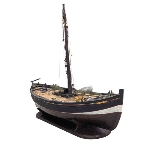 Marseillaise Barque Boat Model Said "Pointu" Sailing Fishing Boat In Provence. Early 20th century