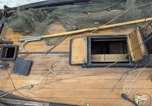 Marseillaise Barque Boat Model Said "Pointu" Sailing Fishing Boat In Provence. Early 20th century