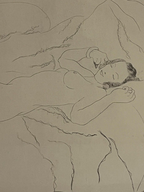 Louis Moyano (1907-1994) Pointe Sèche, Female Nude