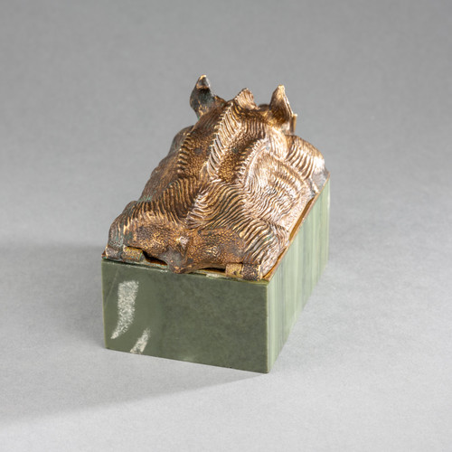 Small Box in Green Agate and Gilded Bronze, 19th Century