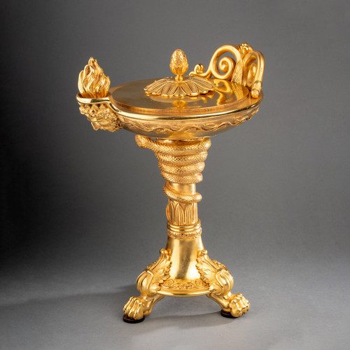 Trompe-l’oeil Encense Burner in Gilded Bronze, 19th Century