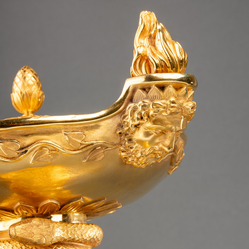 Trompe-l’oeil Encense Burner in Gilded Bronze, 19th Century