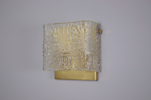 Cristal & Brass wall lamp 1970's