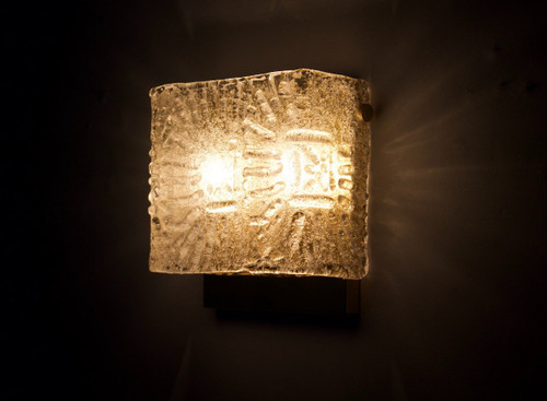 Cristal & Brass wall lamp 1970's