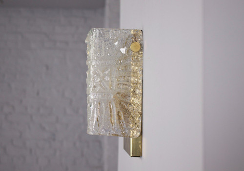 Cristal & Brass wall lamp 1970's