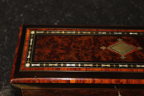 Napoleon III period jewelry box In late 19th century marquetry