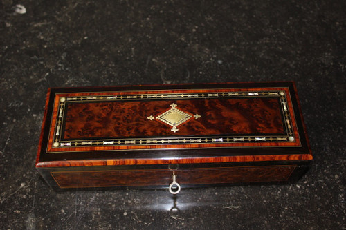 Napoleon III period jewelry box In late 19th century marquetry