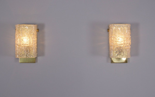 Pair Of Crystal & Brass Sconces 1970's