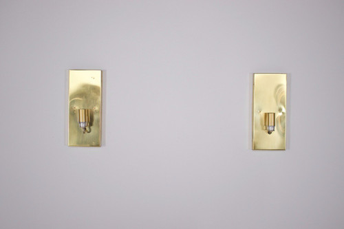 Pair Of Crystal & Brass Sconces 1970's