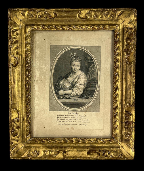 PAIRE DE CADRES 17e EPOQUE LOUIS XVIII AVEC GRAVURES EN BOIS SCULPTÉ DORÉ