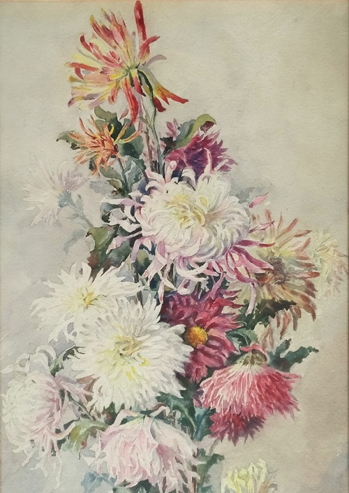 Watercolor Flowers By Eugène Jules Eudes