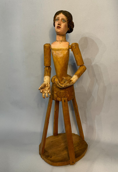 Capipote napolitaine, mannequin de procession, bois sculpté Italie 18ème