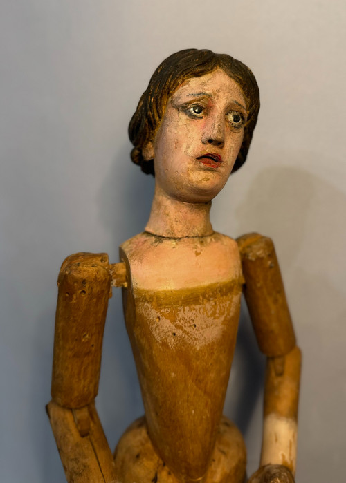 Capipote napolitaine, mannequin de procession, bois sculpté Italie 18ème