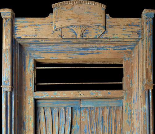 Exceptional Antique Draped Door Superb Patina In Very Good Condition Dreamlike Woodwork