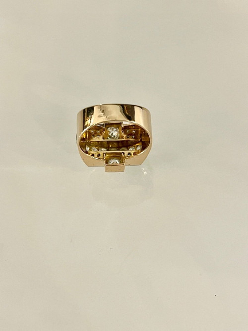 Gold, Platinum And Diamond Tank Ring