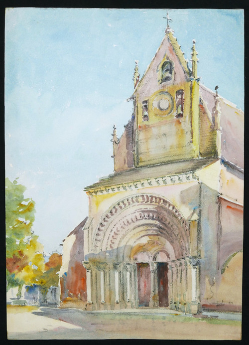 Henri Jacques Hippolyte PÉRIER d'HAUTERIVE, La façade de l'église Sainte-Foy à Morlaàs dans le Béarn