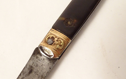 Folding Travel Knife Gold Tortoiseshell Steel Seignot 18th 19th century