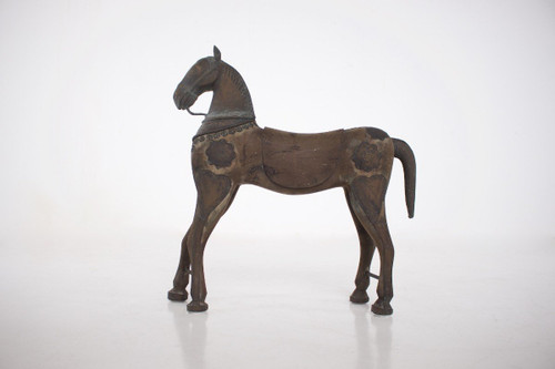 Cheval De Temple En Bois Et Bronze