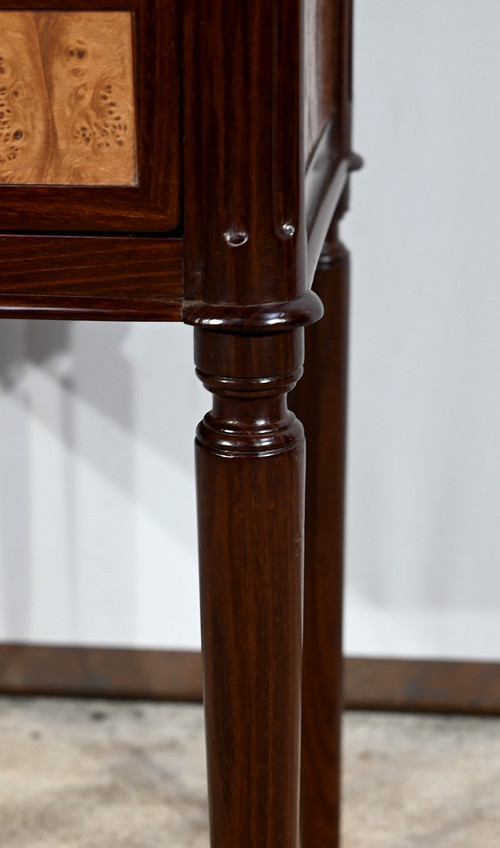 Small Chiffonnière table in mahogany and Amboine burl, Louis XVI period - Late 18th century