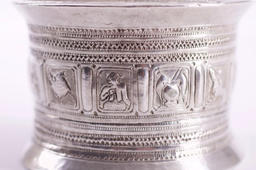 Large Silver Betel Box Burma