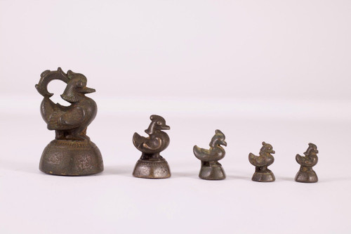 5 Opium Weights In Bronze Bird Hintha Burma Myanmar.