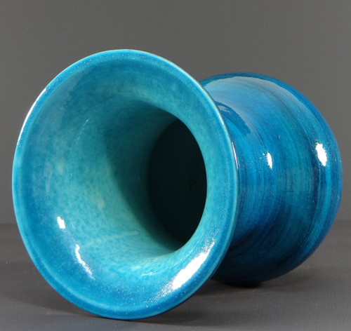 France, 1950s, Glazed Ceramic Vase In Shades Of Blue.