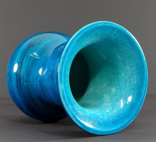 France, 1950s, Glazed Ceramic Vase In Shades Of Blue.