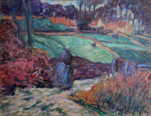 Bretons on a stroll, Pont-Aven school